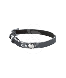 Collier chat cuir synthétique avec porte-adresse