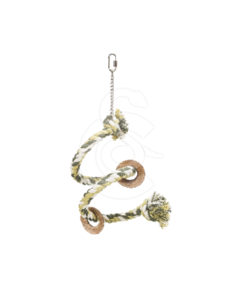 Jouet oiseau : perchoir spirale en corde - placedesvetos.com