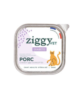 Ziggy Chat Adulte Diabète Porc / Boeuf Pâtée