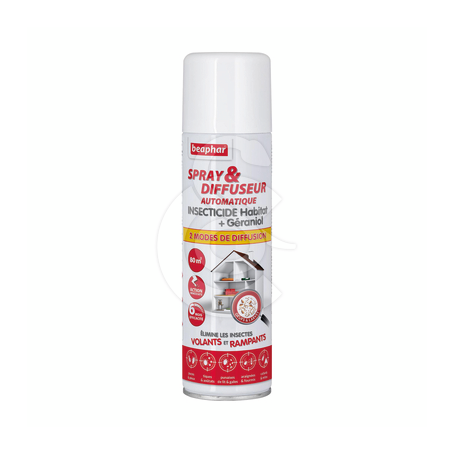Beaphar Spray+Diffuseur auto. Insecticide Habitat + Géraniol