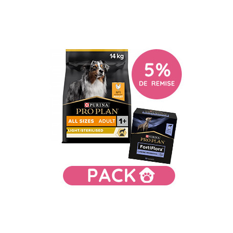 Pack'Avenue Purina - Croquette pour chien au poulet 14 kg avec 7 sachets