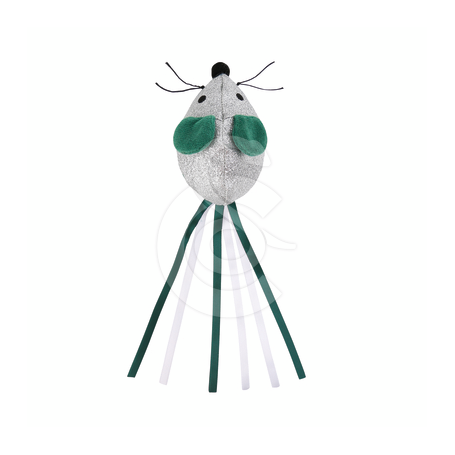 Jouet Noël chat : Souris paillette avec rubans