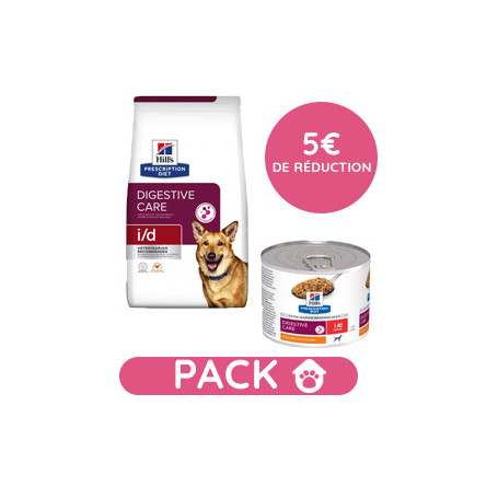 Pack Hill's Prescription Diet I/D Digestive Croquettes pour Chiens au Poulet 4kg avec 12 boîtes