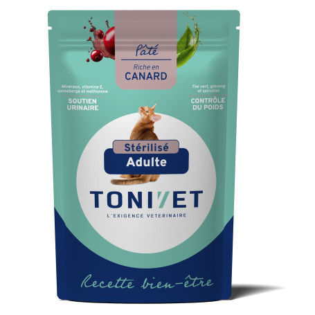 Tonivet Chat Bien-être Adulte Stérilisé Canard Pâtée