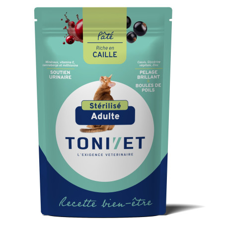 Tonivet Chat Bien-être Adulte Stérilisé Caille Pâtée